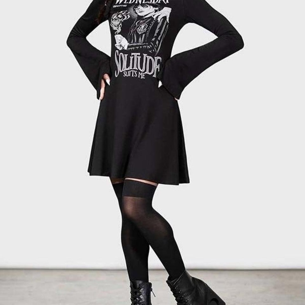 Killstar X wednesday‎ skater balck mini graphic dress